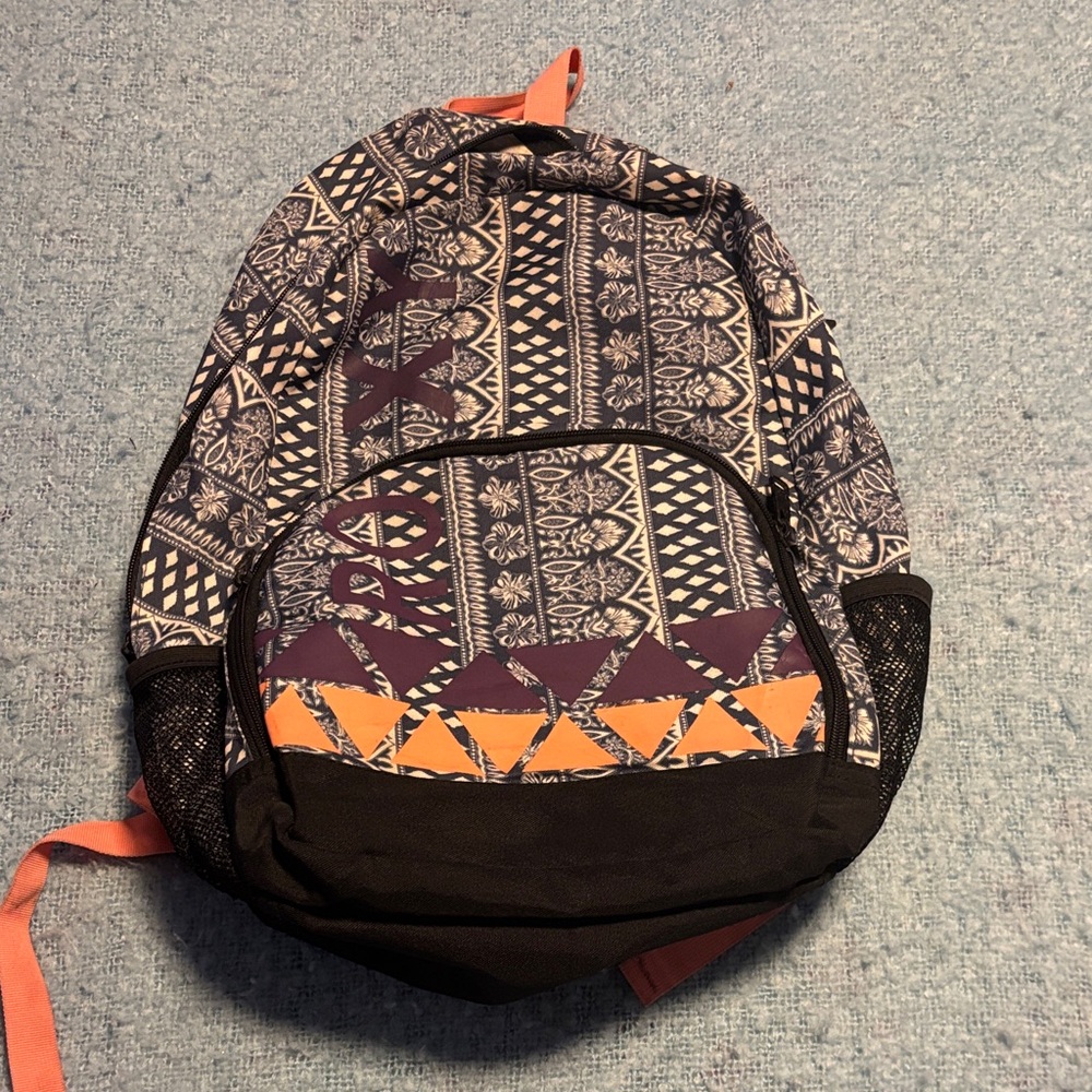 Roxy Black And Orange Patterned Backpack - image 1